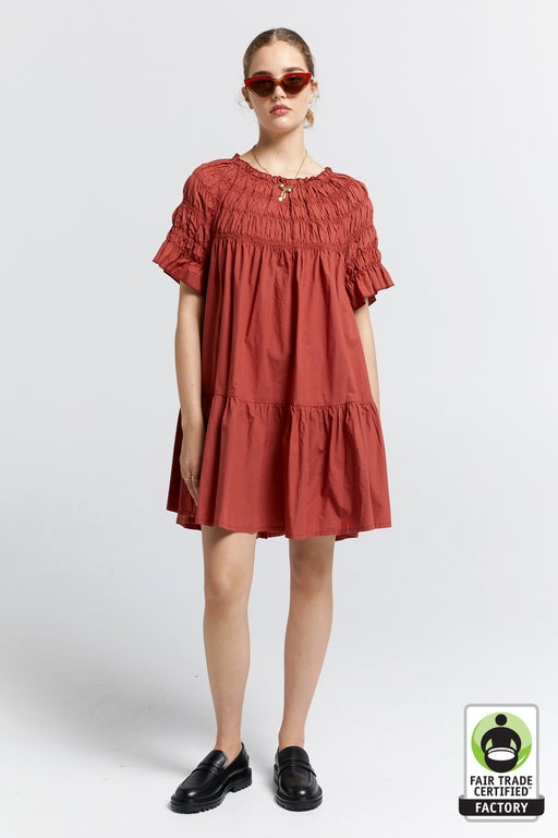 karen walker Mini Orestes Organic Cotton Dress Rustic Brown
