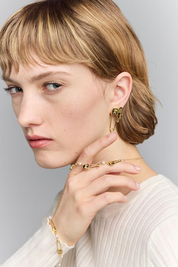 Karen Walker Mini Runaway Safety Pin Studs Rose Gold