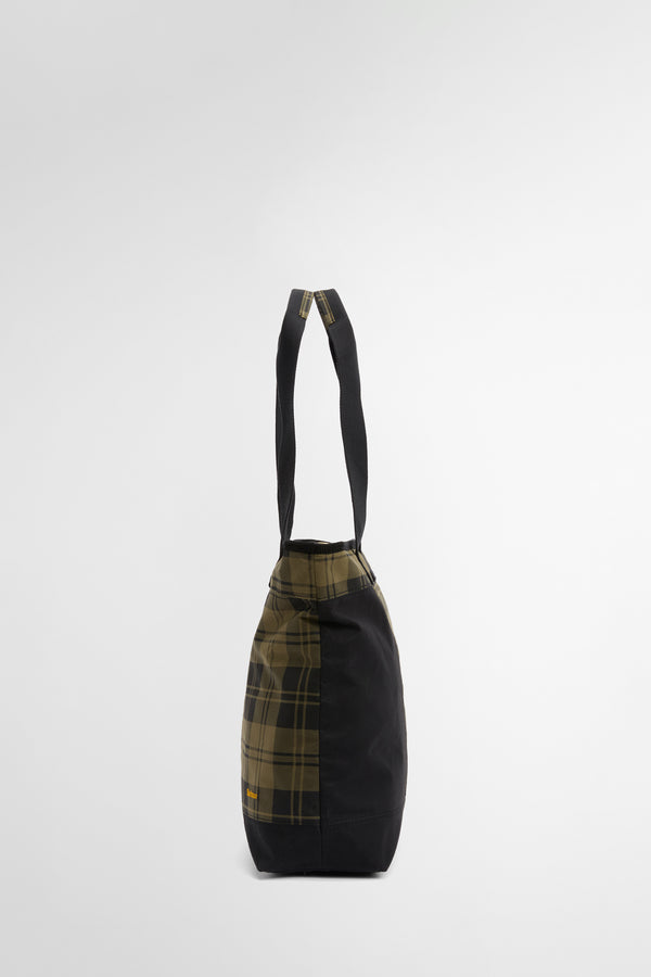 Karen Walker Mya Patchwork Tote Bag Black/Olive Check