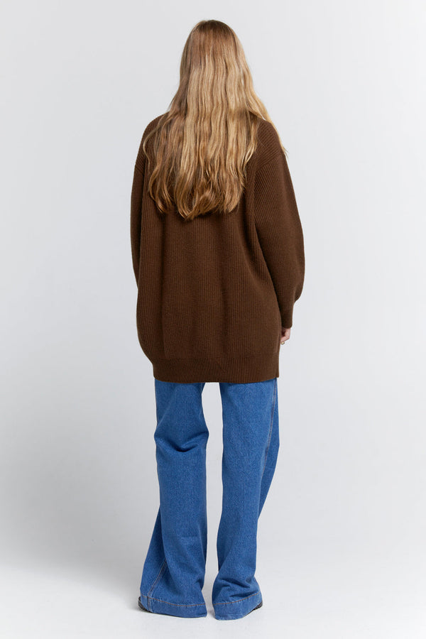 Karen Walker Naomi Oversized Cashmere Sweater Dark Brown