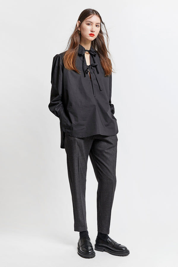Karen Walker Nico Trousers Speckled Pinstripe Charcoal