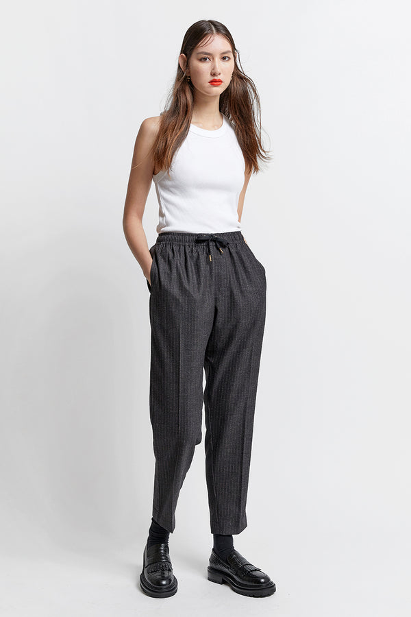 Karen Walker Nico Trousers Speckled Pinstripe Charcoal