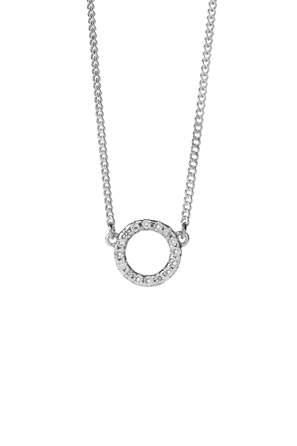 Karen Walker Orbit Diamond Necklace 9ct White Gold .11ct Diamond