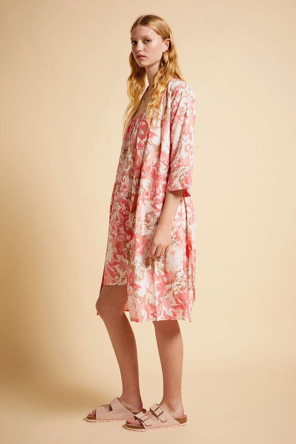 Karen Walker Ornamental Floral Midi Robe Shell Pink