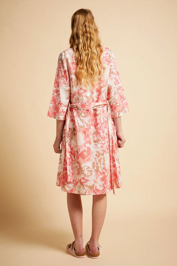 Karen Walker Ornamental Floral Midi Robe Shell Pink