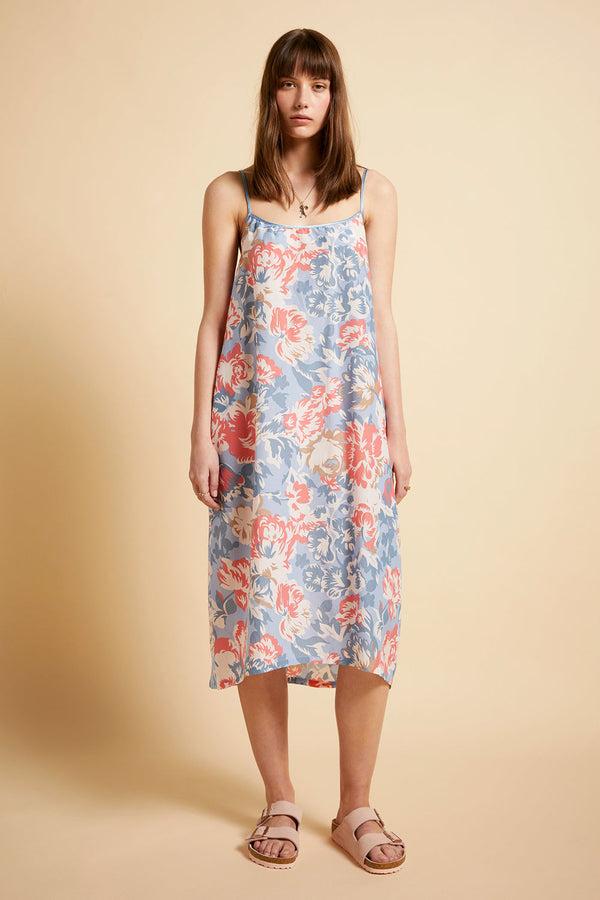 karen walker Ornamental Floral Strappy Maxi Nightie Cerulean Blue