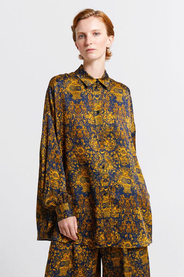 Karen Walker Oversized Walker Shirt Navy/Antique Gold