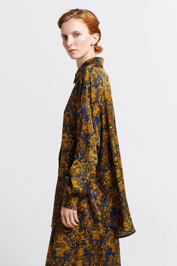 Karen Walker Oversized Walker Shirt Navy/Antique Gold
