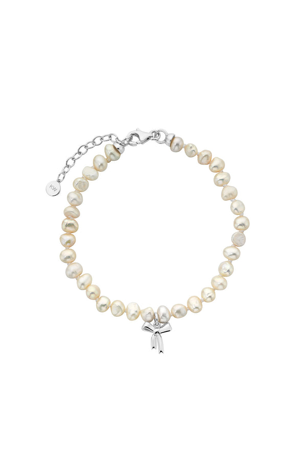 Karen Walker Petite Bow With Pearls Bracelet Silver