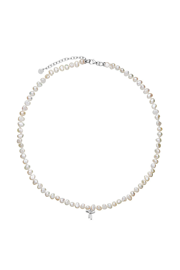 karen walker Petite Bow with Pearls Necklace Silver