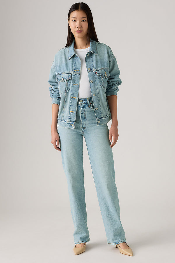 Karen Walker Ribcage Full-Length Jeans Blasted Stone Clean