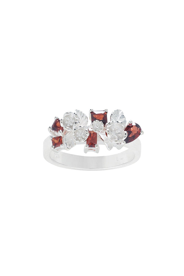 karen walker Rock Garden Flowers Ring Silver & Garnet