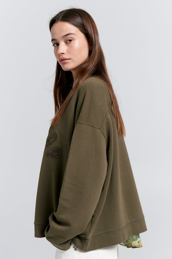 Karen Walker Runaway Arch Organic Cotton Sweatshirt Hunter Green