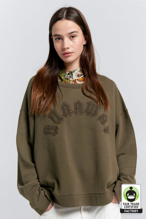 karen walker Runaway Arch Organic Cotton Sweatshirt Hunter Green