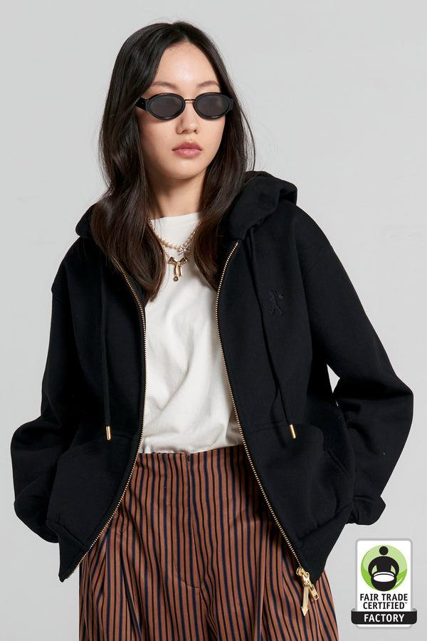 Karen Walker Runaway College Cropped Oversized Hoodie Black