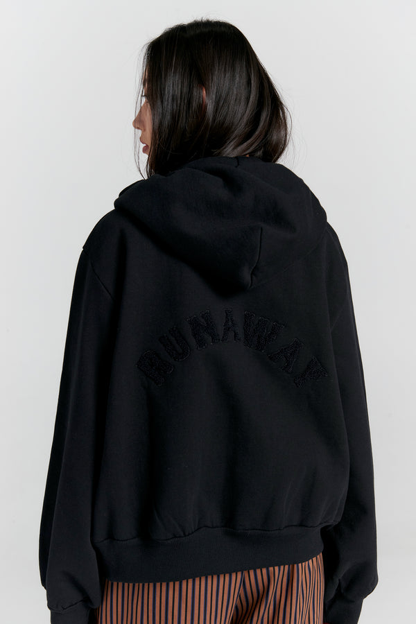 Karen Walker Runaway College Cropped Oversized Hoodie Black