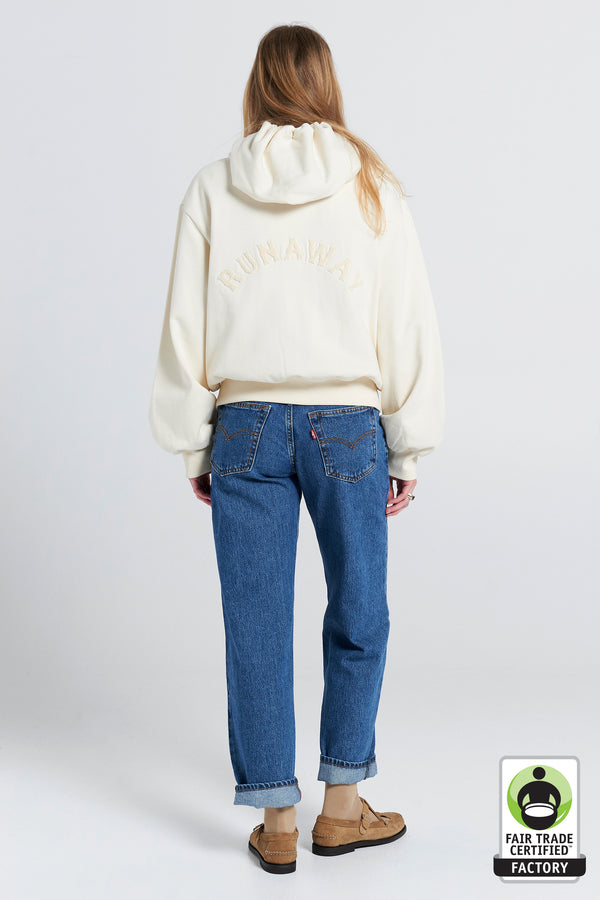 karen walker Runaway College Cropped Oversized Hoodie Ecru
