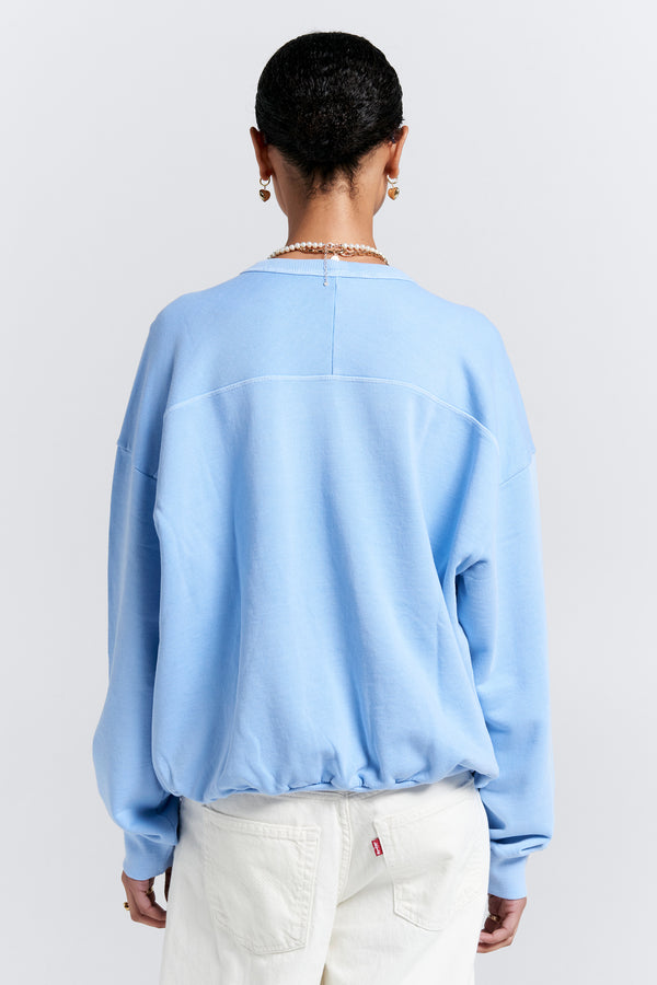Karen Walker Runaway College Organic Cotton Crewneck Sweatshirt Blue