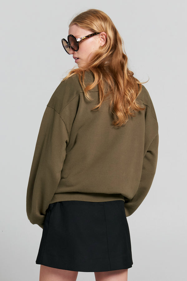 Karen Walker Runaway College Organic Cotton Crewneck Sweatshirt Hunter Green