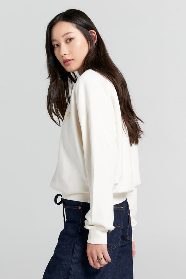 Karen Walker Runaway College Organic Cotton Crewneck Sweatshirt Ecru