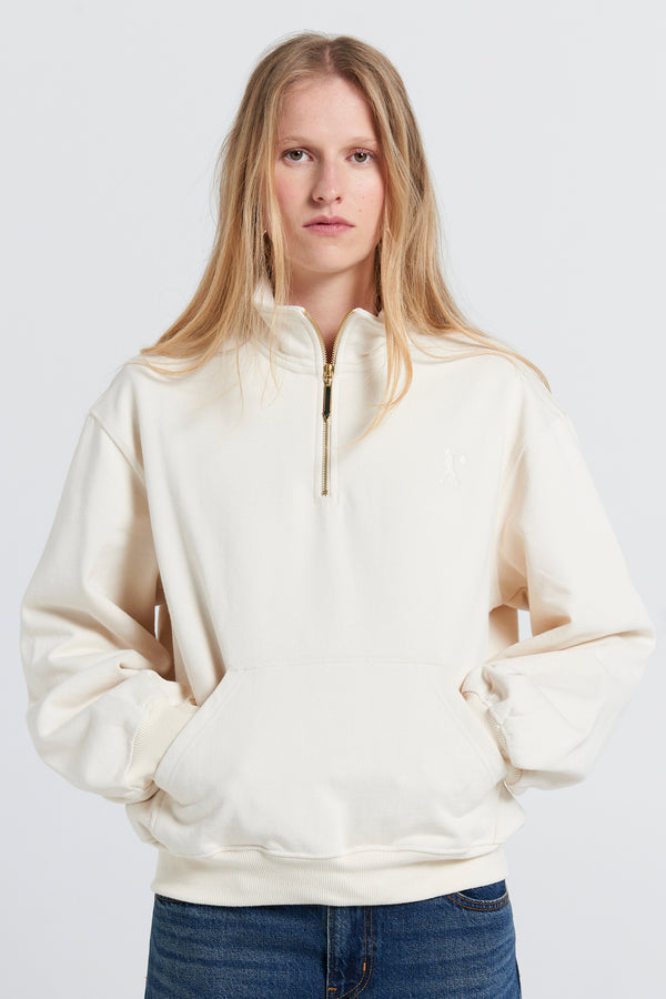 Karen Walker Runaway College Zip-Up Sweatshirt Ecru