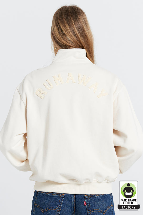 karen walker Runaway College Zip-Up Sweatshirt Ecru