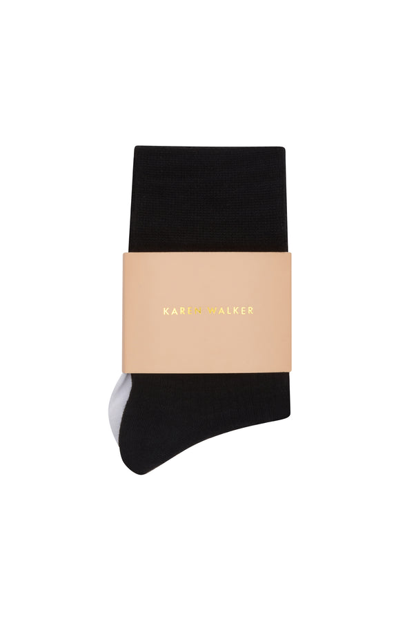 Karen Walker Runaway Embroidered Socks 2 Pack Black/White