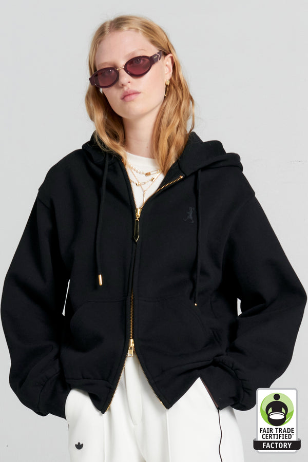 Karen Walker Runaway Girl Cropped Oversized Hoodie Black