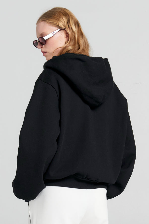 Karen Walker Runaway Girl Cropped Oversized Hoodie Black