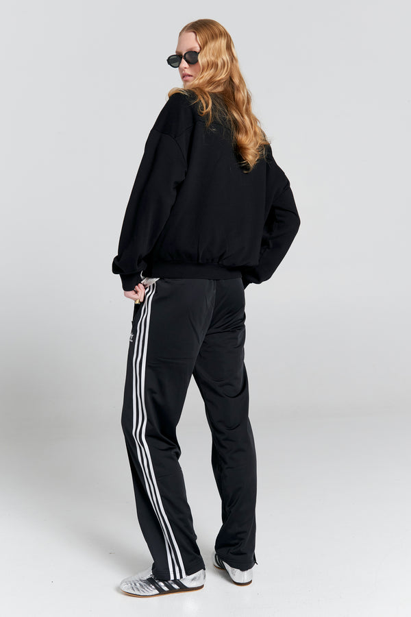 Karen Walker Runaway Girl Organic Cotton Crewneck Sweatshirt Black