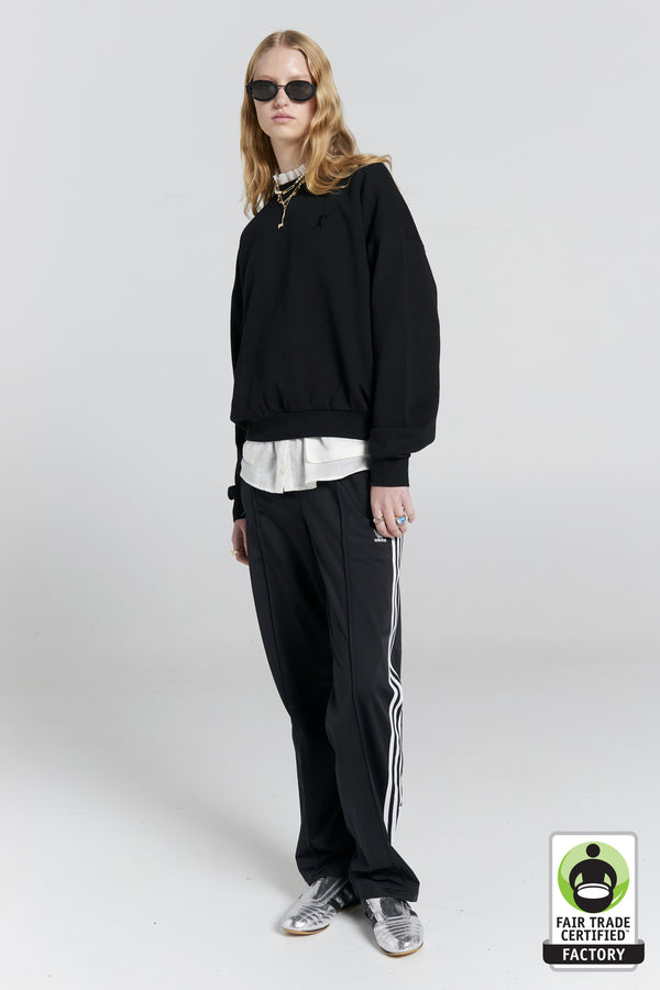 karen walker Runaway Girl Organic Cotton Crewneck Sweatshirt Black