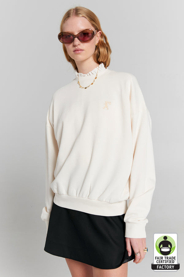 karen walker Runaway Girl Organic Cotton Crewneck Sweatshirt Ecru