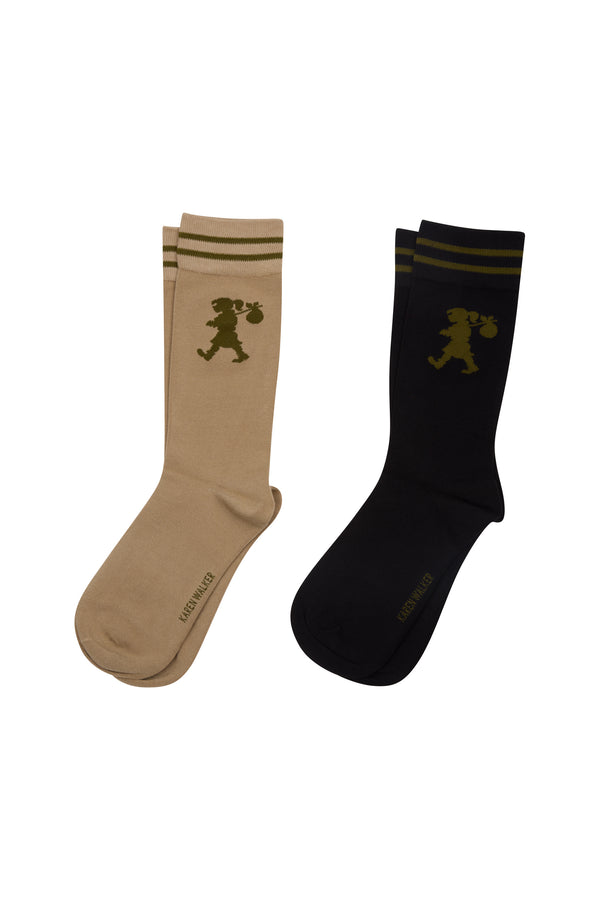 Karen Walker Runaway Girl Socks 2 Pack Black/Sesame