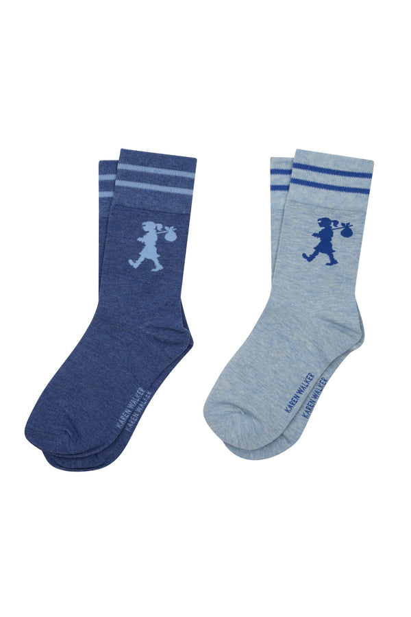 karen walker Runaway Girl Socks 2 Pack Blue/Light Blue