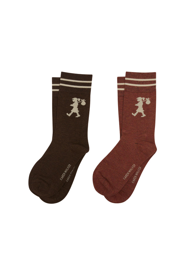 Karen Walker Runaway Girl Socks 2 Pack Dark Brown/Mahogany/Sand