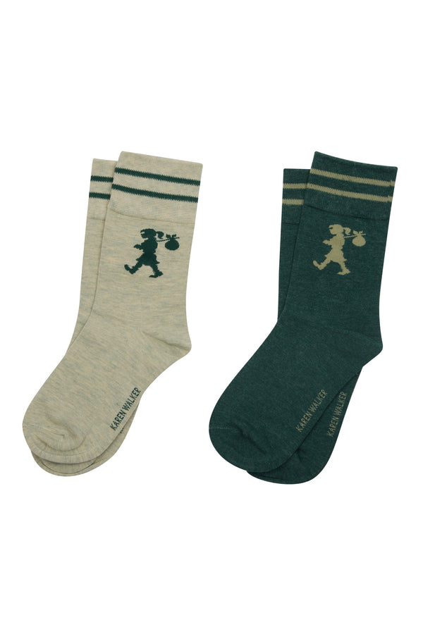 karen walker Runaway Girl Socks 2 Pack Dark Green/Sage