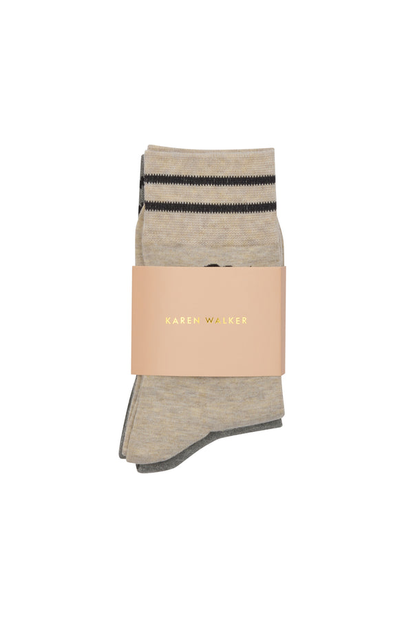Karen Walker Runaway Girl Socks 2 Pack Natural/Grey/Black