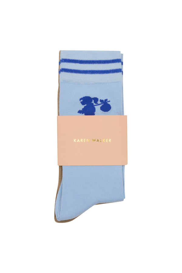 Karen Walker Runaway Girl Socks 2 Pack Sky Blue/Sesame