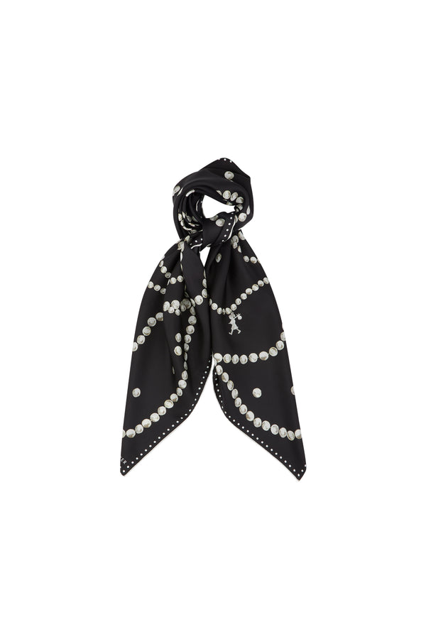 Karen Walker Runaway Pearls Classic Silk Scarf Black