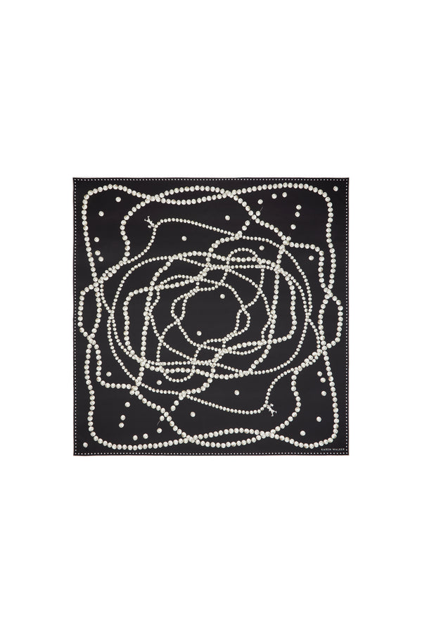 Karen Walker Runaway Pearls Classic Silk Scarf Black