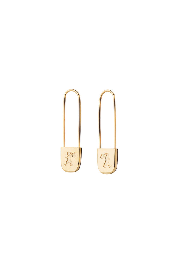 Karen Walker Runaway Safety Pin Earrings Gold-Plated