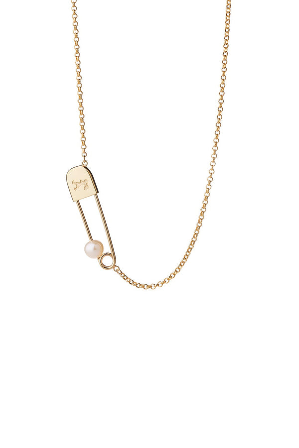 Karen Walker Runaway Safety Pin Necklace Gold-Plated