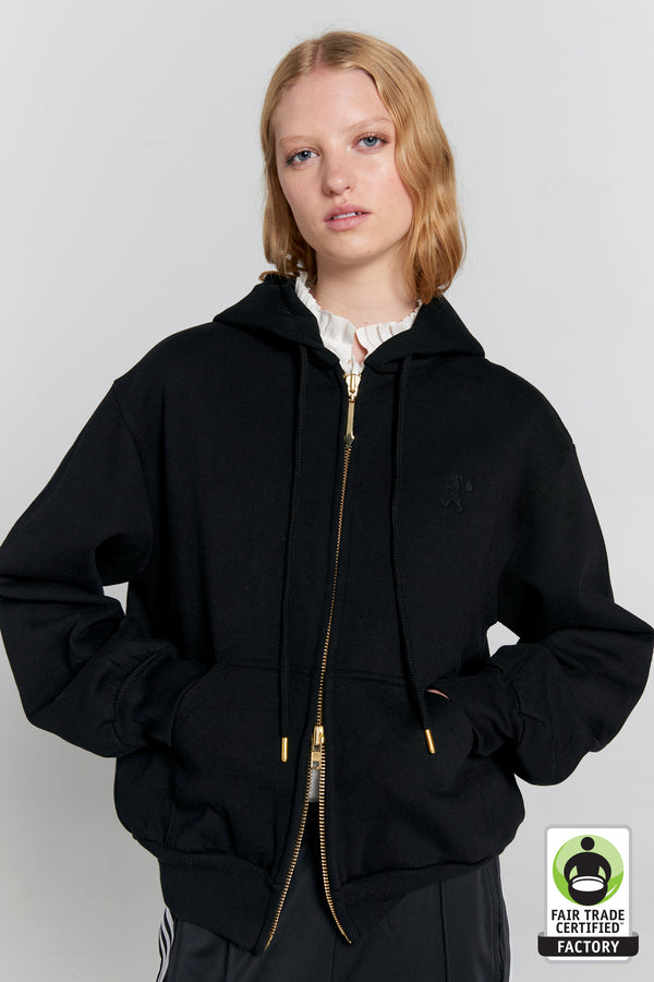 Karen Walker Runaway Scrawl Cropped Oversized Hoodie Black