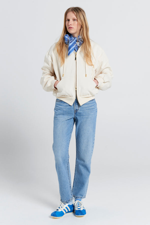 Karen Walker Runaway Scrawl Cropped Oversized Hoodie Ecru