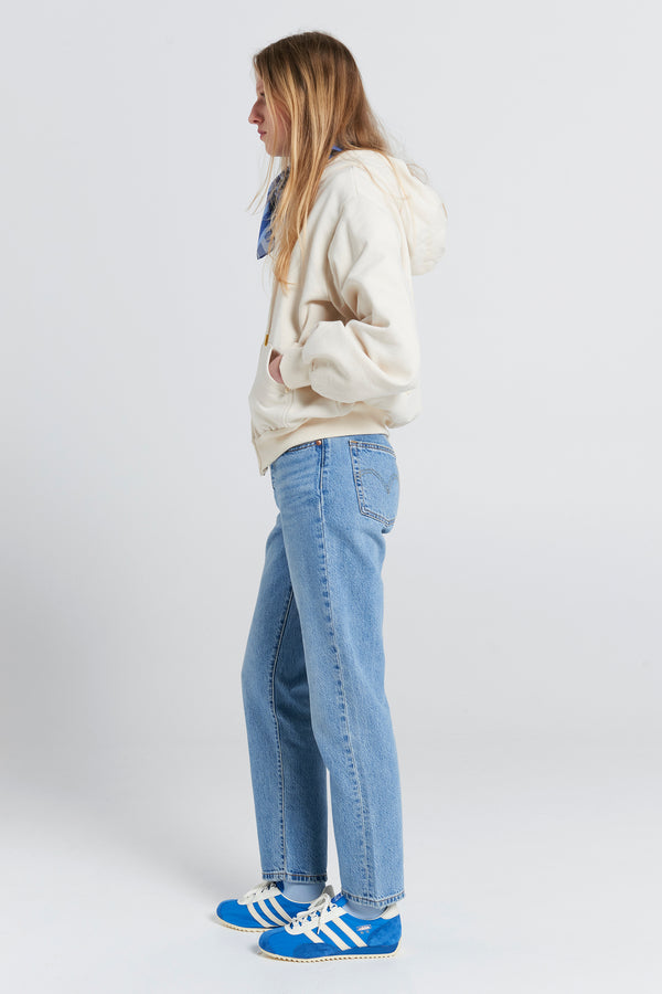 Karen Walker Runaway Scrawl Cropped Oversized Hoodie Ecru