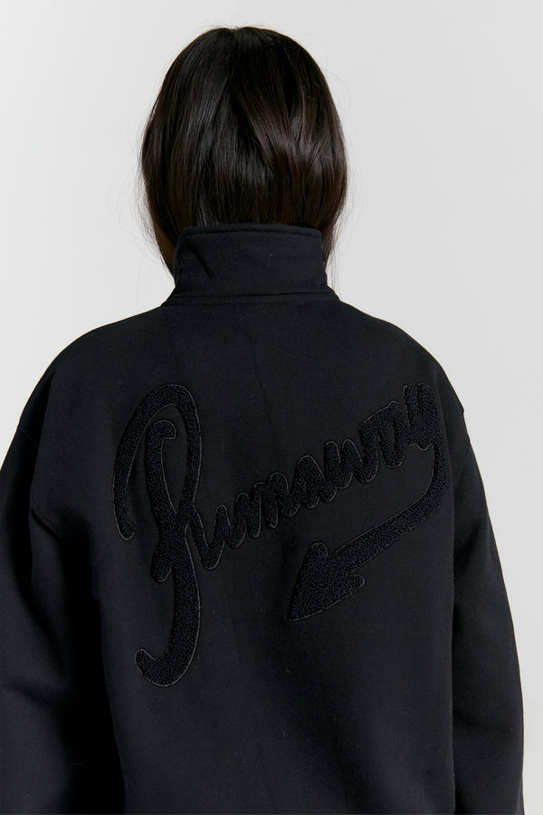 Karen Walker Runaway Scrawl Zip-Up Sweatshirt Black