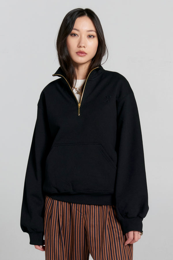 Karen Walker Runaway Scrawl Zip-Up Sweatshirt Black