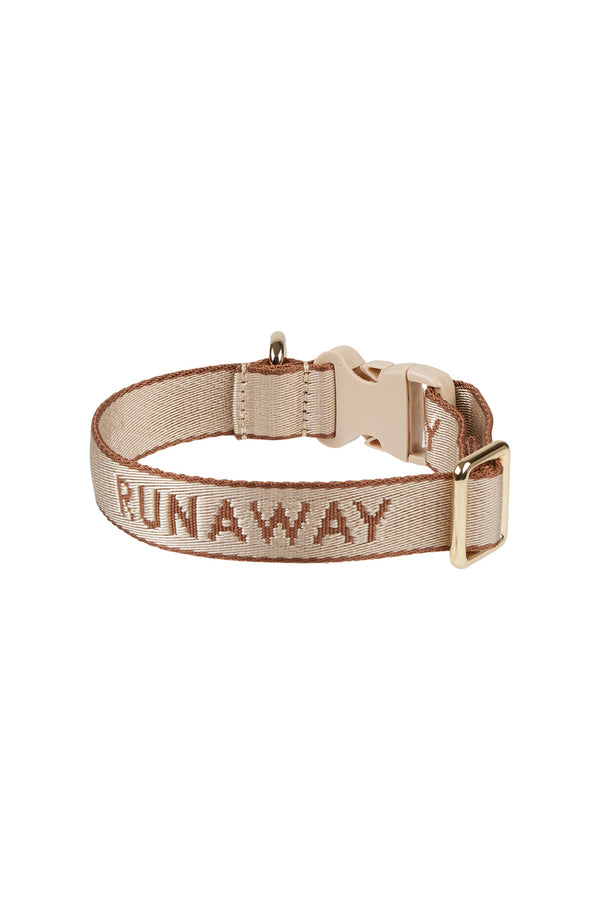 Karen Walker Runaway Woven Dog Collar Macadamia/Chestnut