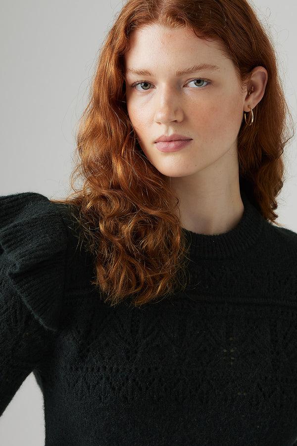 Karen Walker Shane Flutter Sleeve Pull-Over Anthracite Night