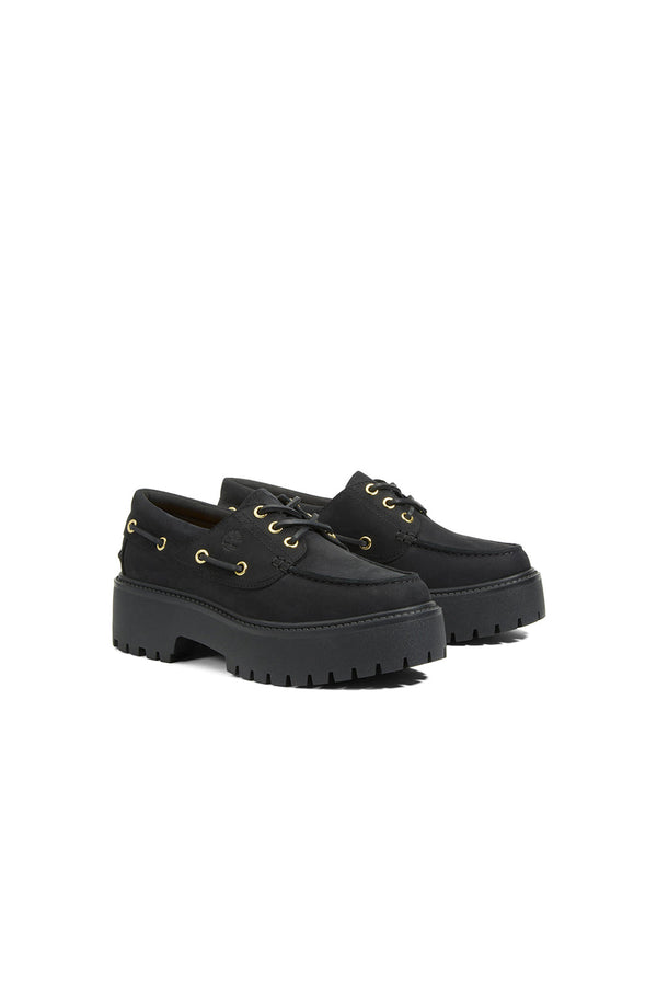 Karen Walker Stone Street 3-Eye Lug Boat Shoe Black